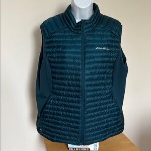 Eddie Bauer EB800 Dark Teal Quilted Down Feather Vest Size 2XL